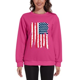 KPSTRO USA Pullover Sweatshirts for Women American Flag Sweaters Patriotic T shirt 4th of July Tee Tops Fall Winter Outfits Rose