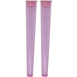 Cherry-on-Top King Size Cone Holder Air Tight Hard Plastic Tube Smoking Rolling Cig Tube, 2 Holders Pink