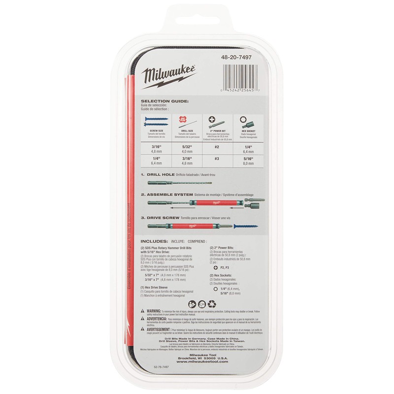 MILWAUKEE ELEC TOOL 48-20-7497 Tapcon SDS Install Kit,
