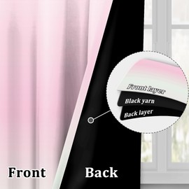 Light Pink to White Gradient Window Drapes for Bedroom, Thermal Insulated Ombre Room Darkening Curtains for Modern House, Machine Washable Grommet Drapes for Living Room,2 Panels,Each W42 xL63