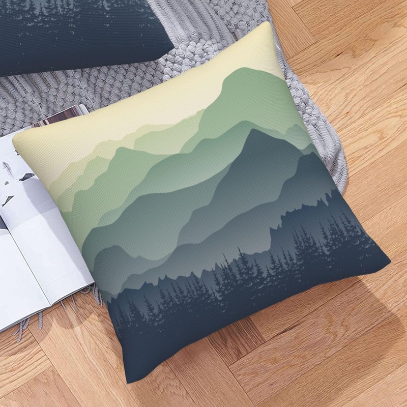 BEITUOLA Green Mountains Throw Pillow Covers 18x18 Set of 2
