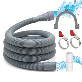 TTFLEX Universal Washing Machine Drain Hose, Washer Drain Hose Extension Kit with 1 Extension Adapter and 2 Hose Clamps, 6-Feet