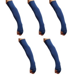 XERU 5 pairs Cooling Arm Sleeves with Thumb Hole Cover UV Sun Protection Outdoor Sports Unisex Men Women (Blue)