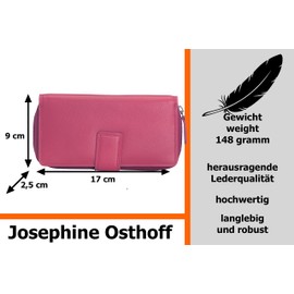 Josephine Osthoff Bremen Compact Genuine Leather Wallet with RFID Protection, fuchsia, coin purse