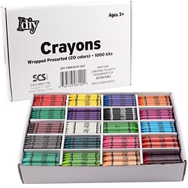 IDIY Wrapped Bulk Wax Crayons (Pre-sorted 1000 ct, 50 each of 20 colors) - ASTM Safety Tested, For Kids, Teachers, Art Classrooms, Back to School Supplies, Restaurants, Craft Projects, Gift -Classpack