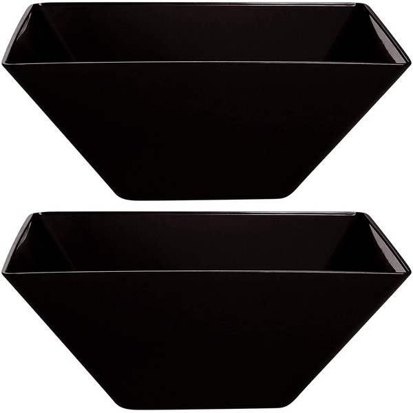 Plasticpro Disposable Square Plastic Serving Bowls Extra Heavy Duty for Party's Snack or Salad Bowl, Heavy Duty, Elegant (Medium, Black)
