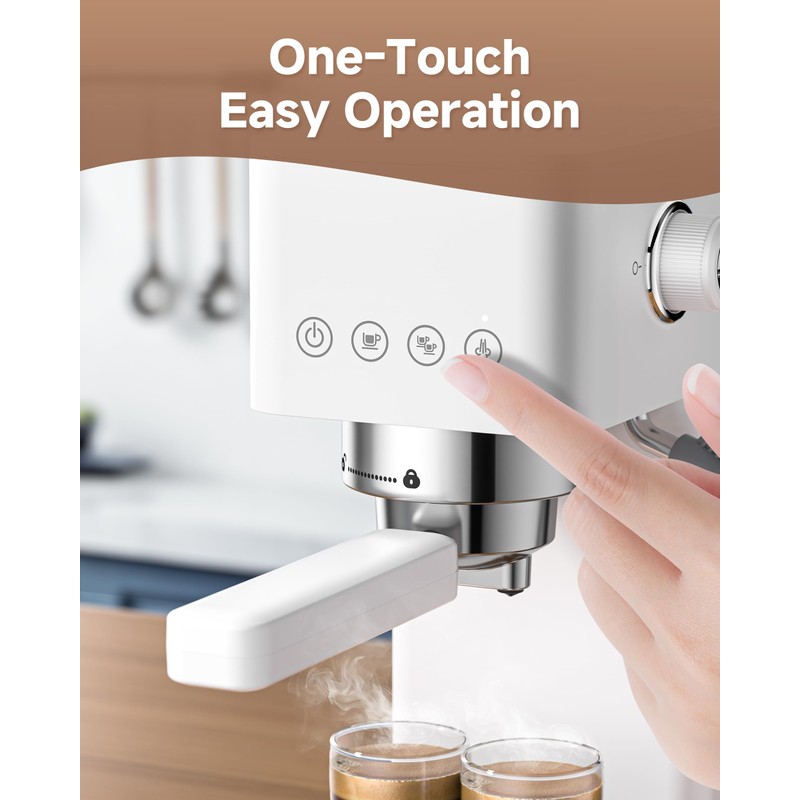 AMZCHEF Espresso Machine 20 Bar, Compact Espresso Maker with Steam