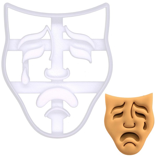 BAKERLOGY Tragedy Mask Cookie Cutter - Detailed Cookie Cutter Design
