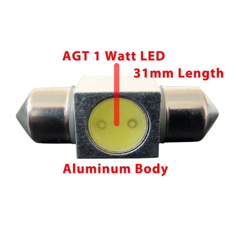 AGT Red 31mm LED Dome Map Light Interior Festoon Bulb