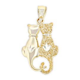 Gold Sitting Cats Charm - 10 Karat Solid Gold - Cat Jewelry, Gold, No Gemstone