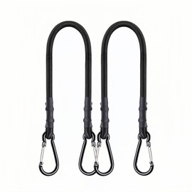 Carabiner Bungee Cords 2 ft Bungie Strap with Clips for Camping,Kayak, Cargo, Bike, Black 24 inch 2 Pcs