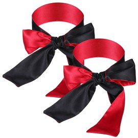 Yuanchu Satin Eye Mask Sleep Mask, 2pcs 59inch Soft Blindfold Valentine Gift for Couples Travel Nap Meditation(2 Two-Toned)