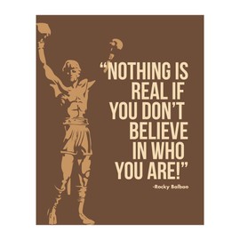 Believe In Who You Are - Inspirational Boxing Wall Decor, Rocky Balboa Motivational Silhouette Modern Decor Print For Apartment Decor, Home Decor, Gym Decor & Living Room Decor, Unframed - 8x10