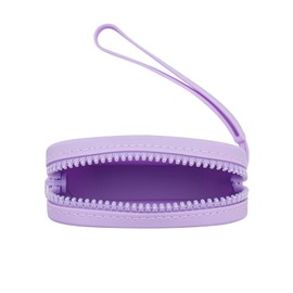 HHQQWZ Small Square Portable Silicone Makeup Bag for Women Girls, Small Travel Lovely Waterproof Toiletry Cosmetic Bag, Zipper Closure Organizer Makeup Case with Handle (Purple)