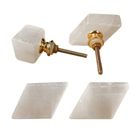 AMOYSTONE 4Pack White Drawer Knobs Natural Selenite Stone Dresser Knobs Handle Pulls Cabinet Cupboard Kitchen Door Knobs Nursery Kids, 30mm Screw