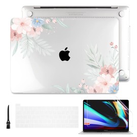 Batianda Stylish Design Case for New MacBook Pro 13 Inch 2022 M2 Chip and Model A2338 M1 A2251 A2289 2021 2020 Release,3D Painted Hard Shell with Keyboard Cover & Screen Protector, Cute Flower