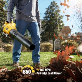 GEVEELIFE Leaf Blower Cordless, 650CFM & 3 Speed Levels, Electric Cordless Leaf Blower with 2 * 5.0Ah Battery Powered, Blowers for Lawn Care, Yard, Blowing Leaves, Dust, Snow