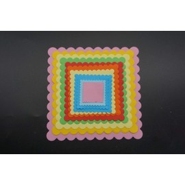 Metal Nested Square Frame Cutting Dies, Bow Wavy Layering Background Die Cuts for Card Making Die Cuts for Card Making Stencil Embossing Tool Scrapbooking DIY Etched Craft Dies