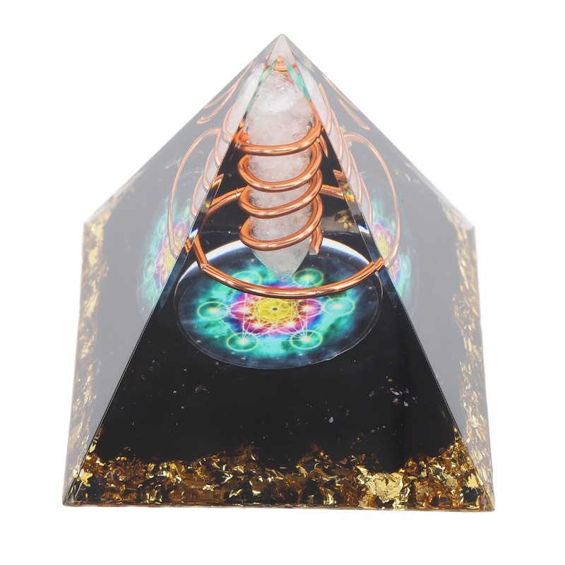 Healing Crystal Pillar Pyramid 6CM Epoxy Positive Energy Generator Meditation