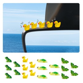 Mini Animal Mirror Decorations for Car, 20PCS Dashboard and Rearview Mirror Ornaments – Cute Frog Turtle Duck Crocodile Figurines Set