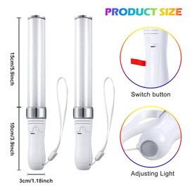 Mitening Pack of 2 LED Glow Sticks Glow Sticks Kids 15 Colours Glow Sticks Concert Props Glow Sticks Colorful for Christmas Party Concert Wedding