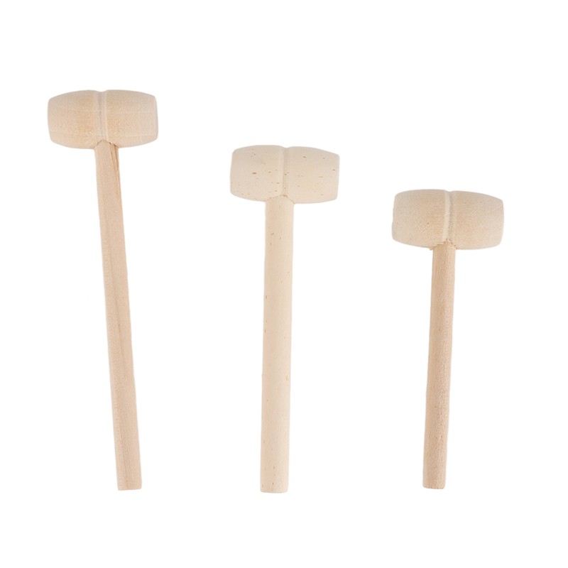 100pcs Mini Wooden Hammers for Chocolate Portable Breakable Heart Hammer