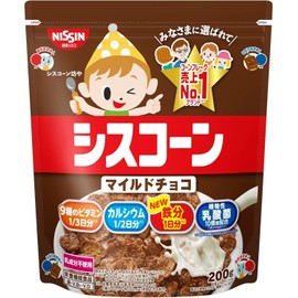 Nis sin Cisco Corn Mild Chocolate Cornflakes Japanese Rich Choco Flakes 200g (Pack of 6), Value Pack, Japanese Cereal Corn Flakes Chocolate Flavor, MADE IN JAPAN, Limited Stock