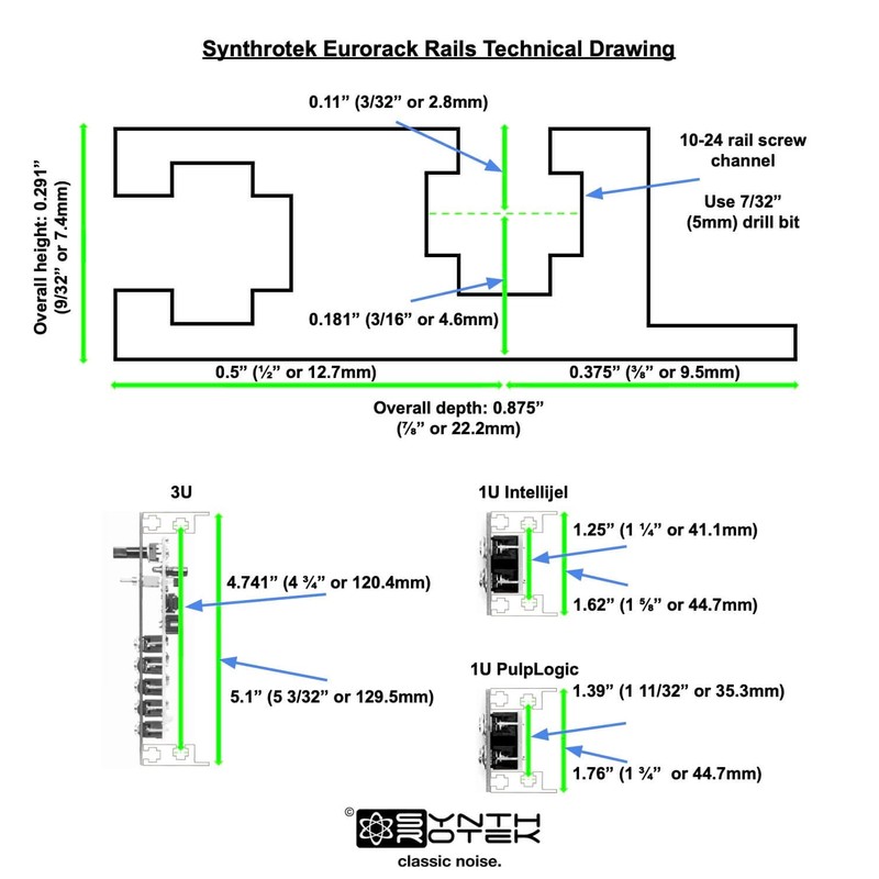 Synthrotek 1U Eurorack Case Brackets, PulpLogic Format, with 104HP Rails,