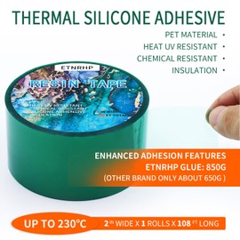 ETNRHP 850g Glue Resin Tape for Epoxy Resin Molding Silicone High Temperature Resistance Thermal Adhesive Release Epoxy Tape Easy Peeling for River Tables Bezels Jewelry Making-2INx108FT