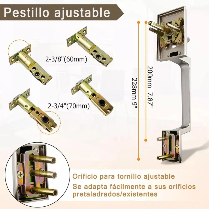 Manilla Reversible Monomando Satinado Banna Para Puerta Entrada 35-45mm