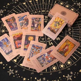 Rose Holographic Tarot Deck for Beginners - Gold Foil, Color-Shifting, Waterproof Cards w/ Keywords & Zodiac Signs | Complete Gift Set w/ Guidebook & Luxury Box