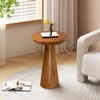 JOLLYMER JOLLYMER Mushroom Side Table, Teak Stool, Natural Plant Stand,