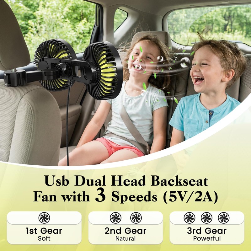 Dicross Backseat Fan for Car Backseat, Car Headrest Fan for