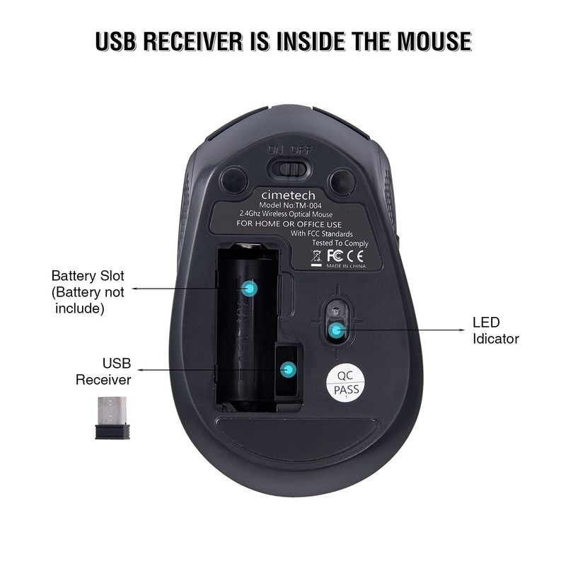 Wireless Mouse, Computer Mouse for Laptop, 2.4G Portable Silent Mouse,