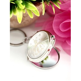 YRP 12X Quinceanera Gold Compact Mirror Keychain Recuerdos de Sweet 15 Princess Party Favor