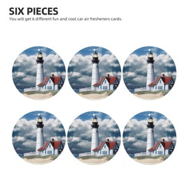 Zelamiee 6 Pcs Car Air Freshener Cards Beach Lighthouse Scented Cards Eliminating odors for Car Bedroom Wardrobe Shoe Cabinet Interior Decoration