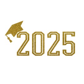 Graduation Iron On Transfer, Senior Class of 2025, Graduation TShirt Decal, DIY Graduation, Senior Gift, Applique Patch, Make Party Favors (Old Gold Glitter)