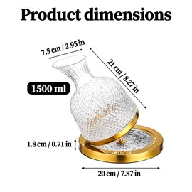 Red Wine Decanter, 50oz/1500ml, 360°Rotating Wine Decanter with Aerator Lead-free Crystal Glass Wine Aerator Carafes Wine Aerator Accessory for Wine Lovers
