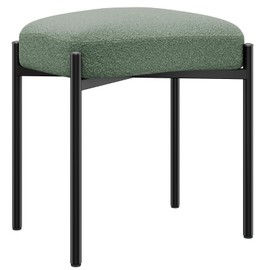 YMYNY Vanity Stool, Teddy Velvet Material Footrest Stool, Square Ottoman Bench with Metal Legs, Makeup Dressing Stool for Vanity, Living Room, Bedroom, Entryway 14.57"D×11.42"W×18.11"H Green UHBD034D