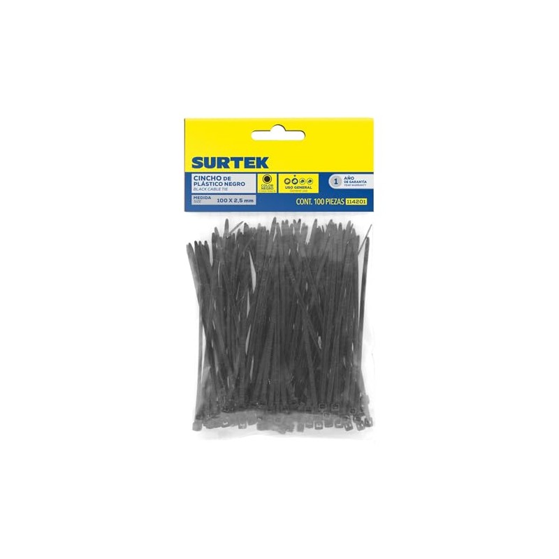 Surtek 114201 Cinchos Plásticos 100 x 2.5 mm 100 Piezas