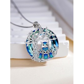 TOUPOP Owl Necklace for Women 925 Sterling Silver Tree of Life 4 Owls Family Pendant Jewelry Birthday Mothers Day Gifts for Mom, Daughter, Wife
