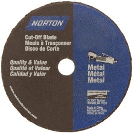 Norton Gemini Small Diameter Reinforced Abrasive Flat Cut-off Wheel, Type 01, Aluminum Oxide, 3/8" Arbor, 2" Diameter x 0.35" Thickness (Pack of 5)
