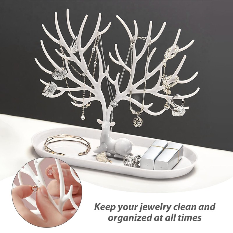 EHDWXVZM 2-Piece Jewellery Stand with Side Shelf, Jewellery Stand, Earring