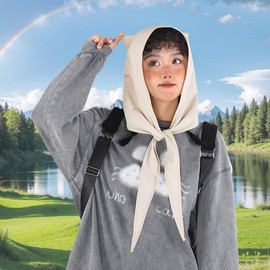 Women's Cute Cat Ear Sun Hat with Neck Flap & Wide Brim - Foldable Outdoor Sun Protection Cap for Summer Travel (Beige)