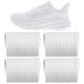 NDTEZUGT 2 Pairs Shoelaces for HOKA ONE ONE Running Sneakers, 1/4"(6mm) Flat Stripe Polycotton Shoe Laces Strings Replacement (White,54"/140cm)