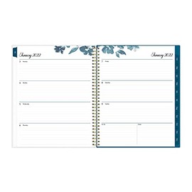Blue Sky 2022 Weekly & Monthly Planner, 8.5" x 11", Frosted Flexible Cover, Wirebound, Bakah Blue (137261-22)