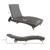 Patio Outdoor PE Rattan Sun Lounger Adjustable Backrest Wicker Chaise