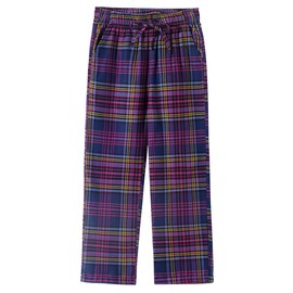 Spring&Gege Boys Soft Plaid Pajamas Pants Flannel PJ Pants Lounge Long Bottoms, Purple and Pink, 13-14Years