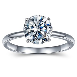 LIAN Moissanite Solitaire Engagement Ring for Women 1.0CT D Color VVS1 S925 Sterling Silver Women's Engagement Rings Moissanite Promise Rings(2.0ct-4)
