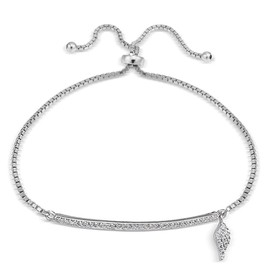 Hoops & Loops - Pulsera Ajustable de Plata de Ley con circonita cúbica